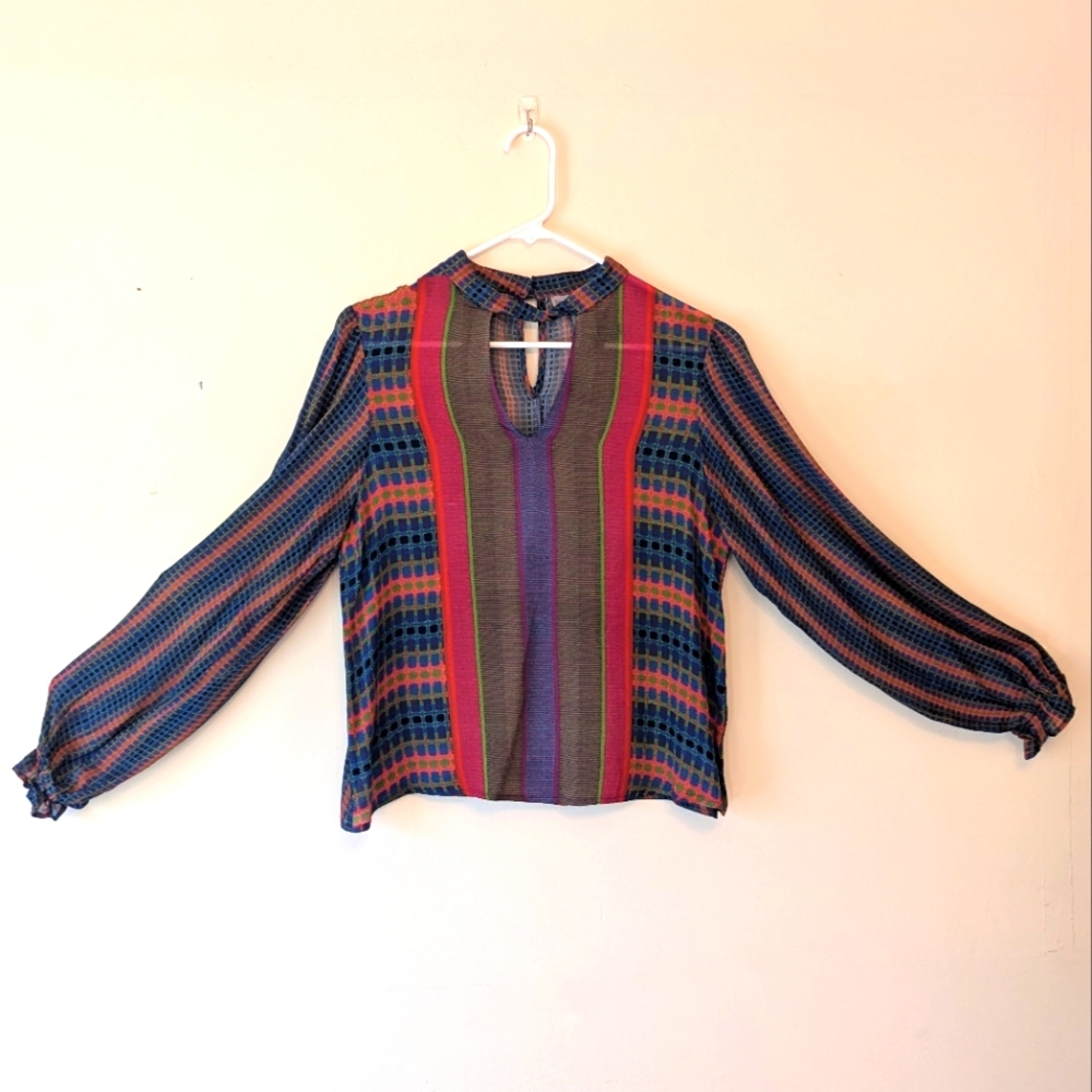 Colorful Geometric Patterned Blouse